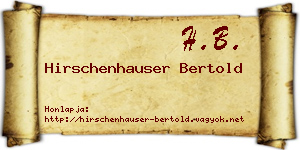 Hirschenhauser Bertold névjegykártya